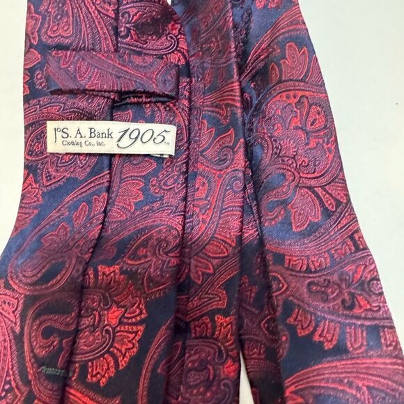 Jos. A. Bank Necktie Rust Blue Paisley Silk tie - Picture 3 of 6